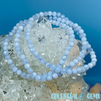 Blue Lace Agate Faceted 4mm Bracelet