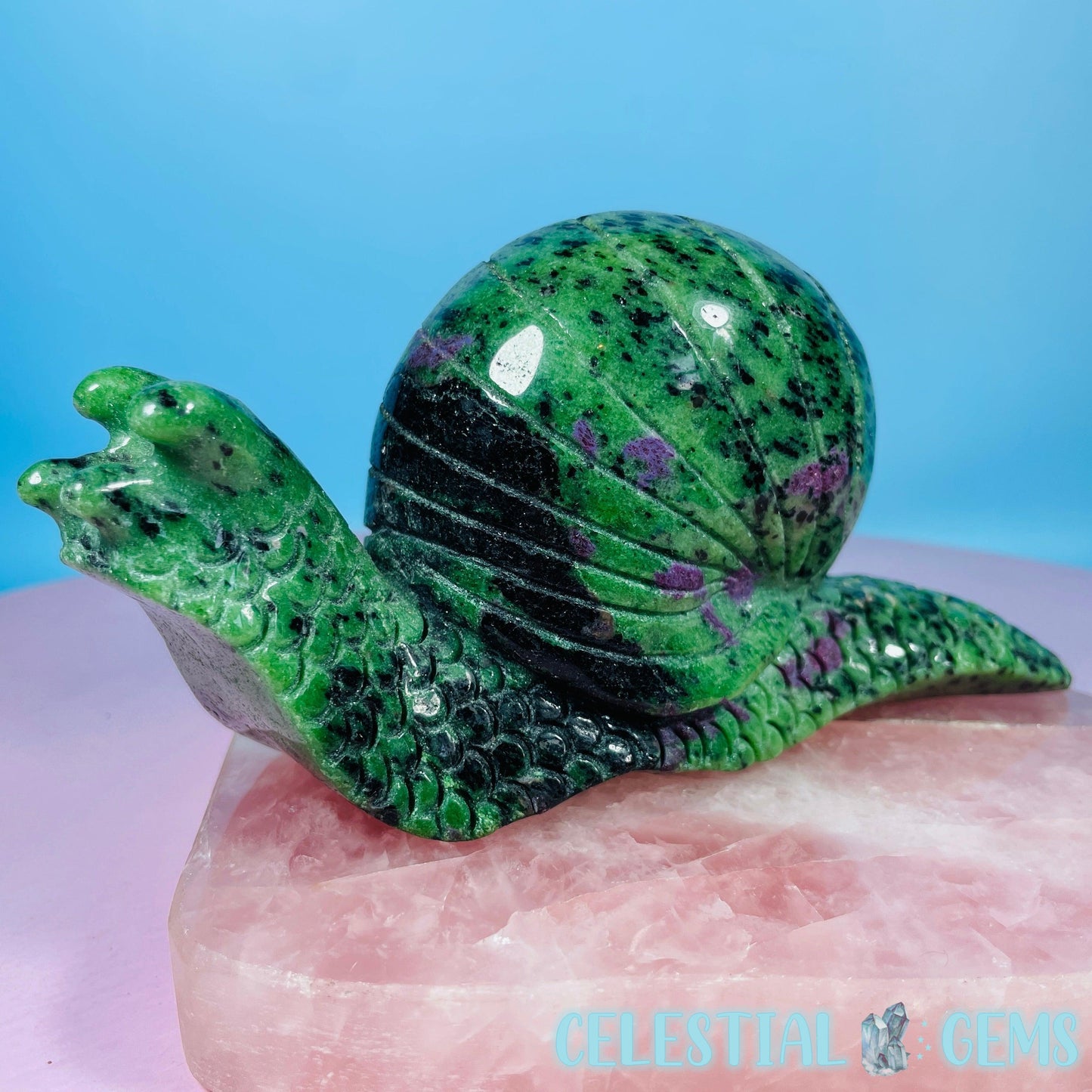 Ruby in Zoisite Snail Large Carving