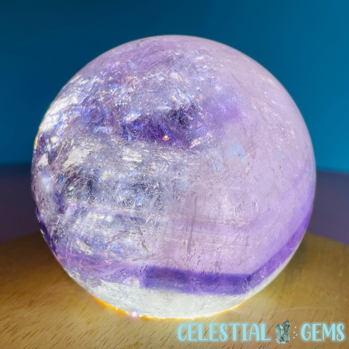 High Grade 'Trapiche' Phantom Amethyst Medium Sphere (Video)