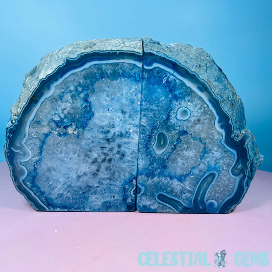 Blue Dyed Agate Large Pair of Bookends