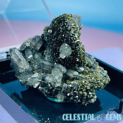 Epidote + Smoky Quartz Small Cluster Specimen