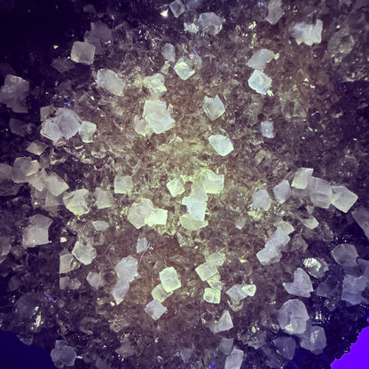 Amethyst Cluster Heart Medium Carving with Calcite on Metal Stand (Video)