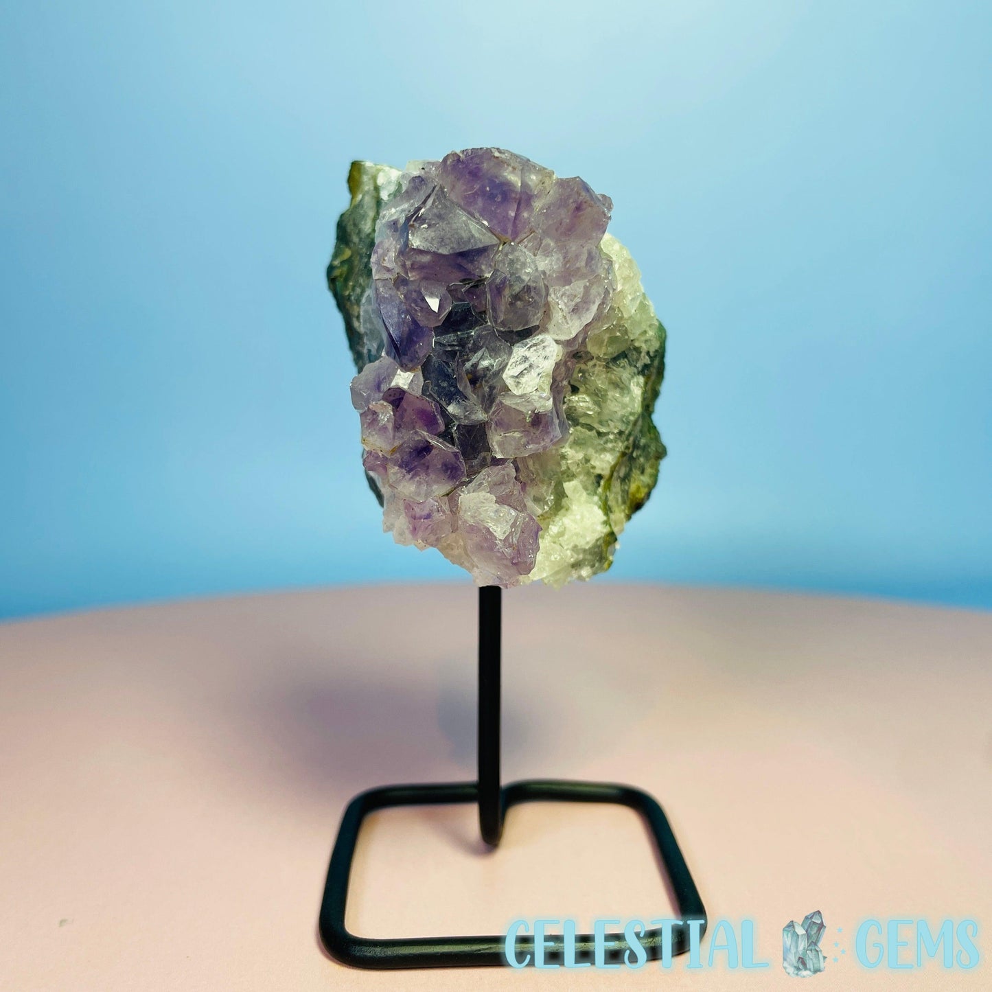 Amethyst Small Cluster on Metal Stand