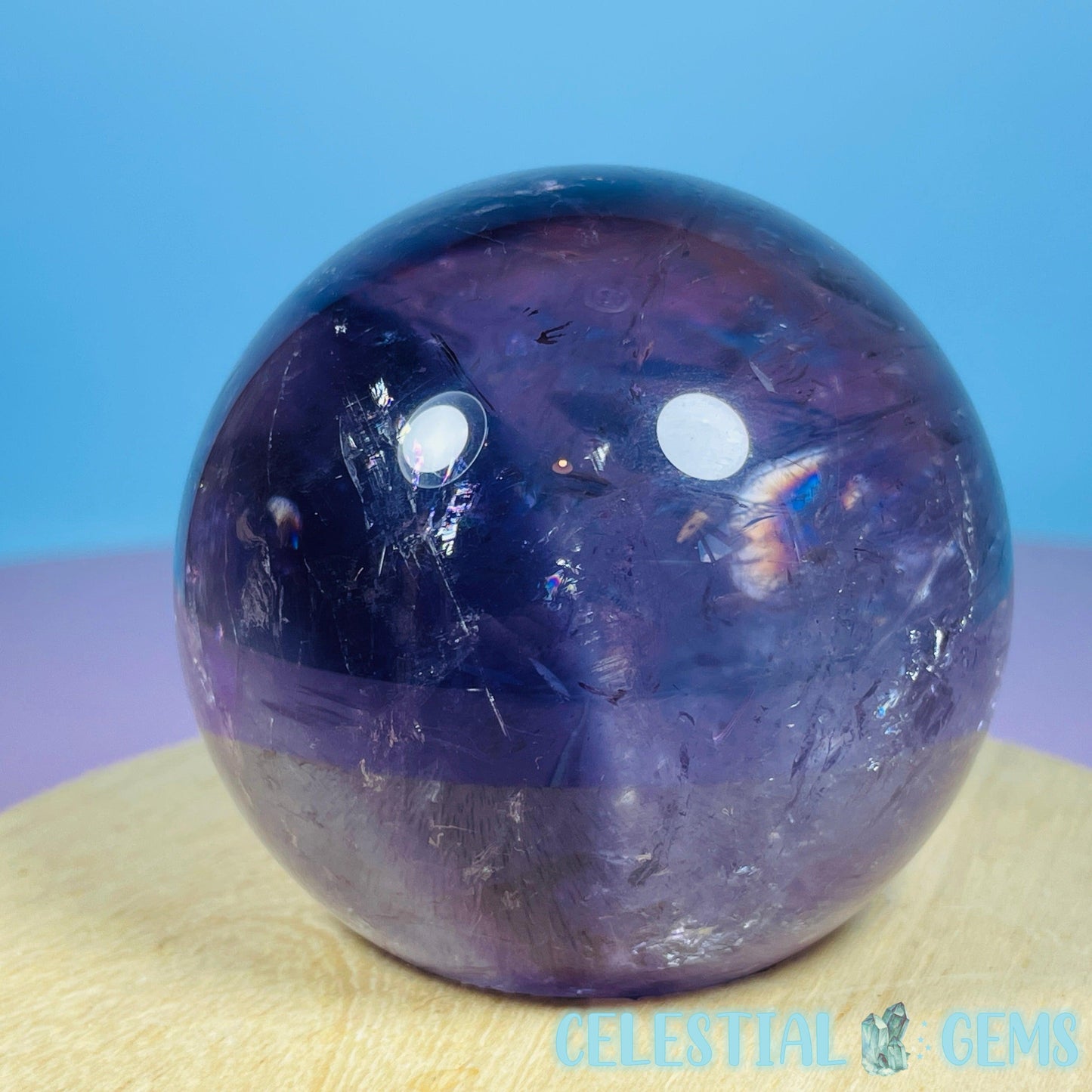 High Grade 'Trapiche' Phantom Amethyst Medium Sphere (Video)