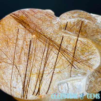 AAA Grade Red + Gold Rutilated Quartz 'Pixiu' Dragon Frog Medium Carving (Video)