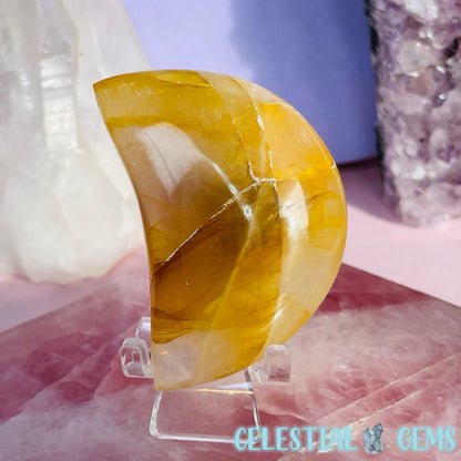 Golden Healer Quartz Moon Medium Carving