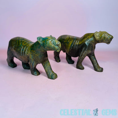 Serpentine + Verdite Lion Pride Large Carving (Set of 3)