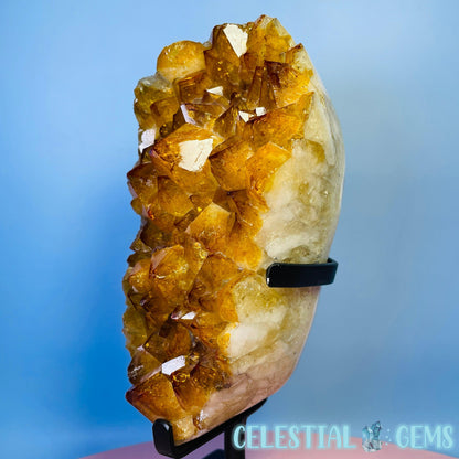 High Quality Citrine (HT) Polished Large Cluster on Metal Stand