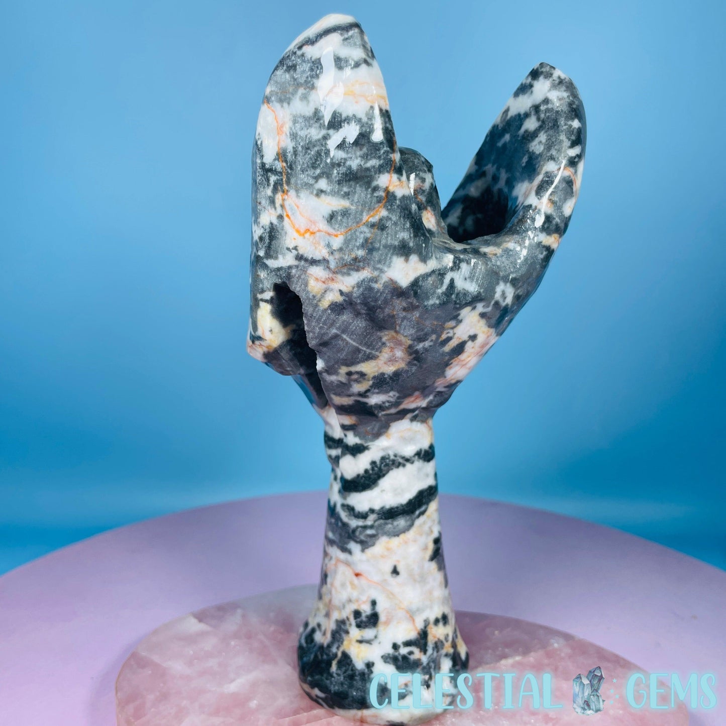 Orange Zebra Jasper 'Angel of Death' Large Carving