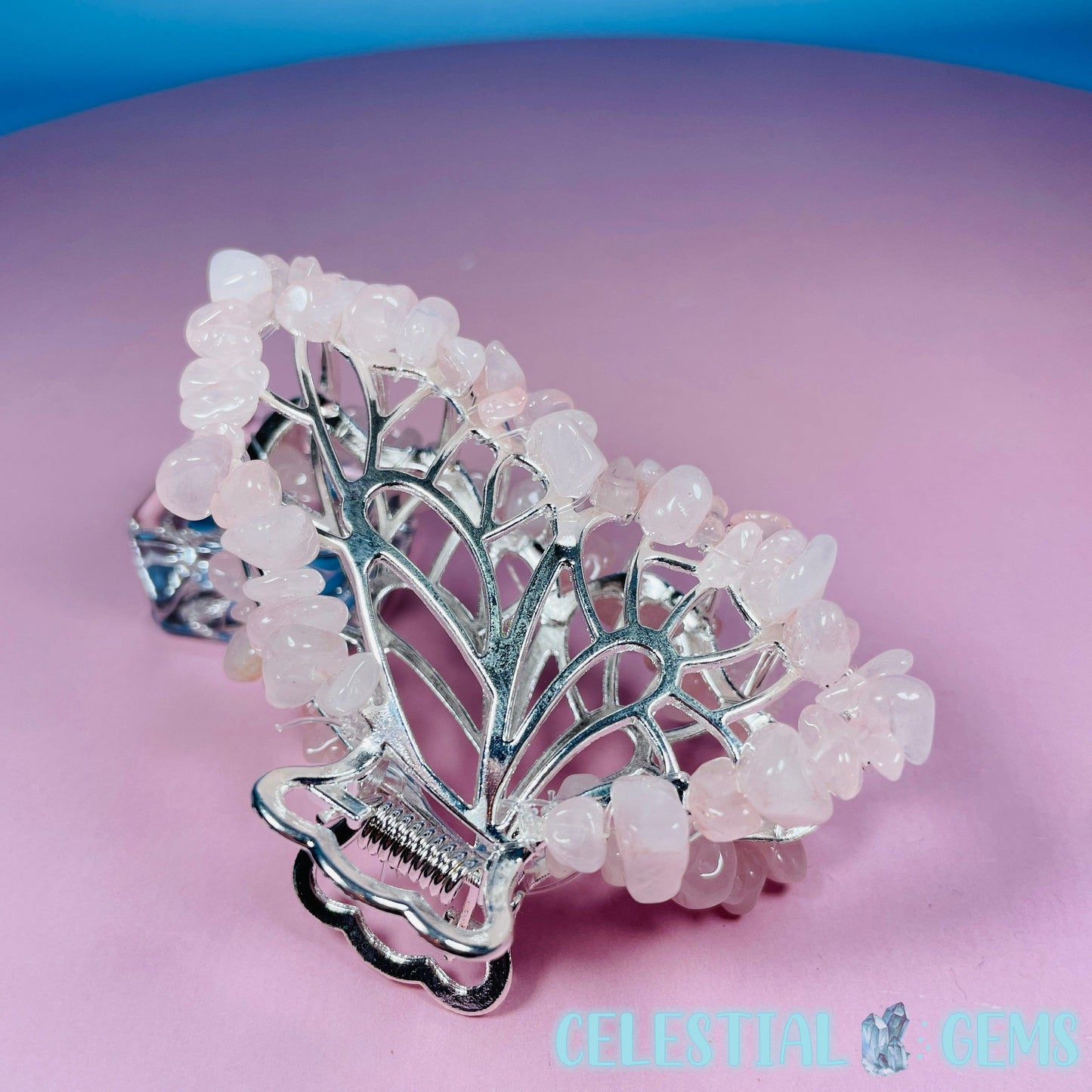 Rose Quartz Butterfly Hair Claw Clip