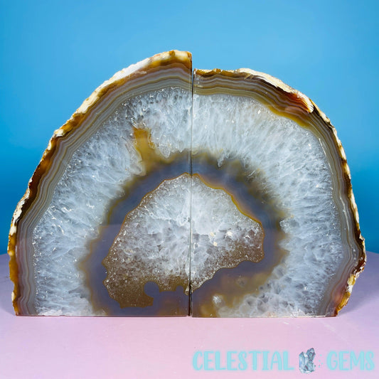 Natural Agate Large Pair of Bookends