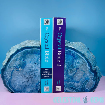 Blue Dyed Agate Large Pair of Bookends