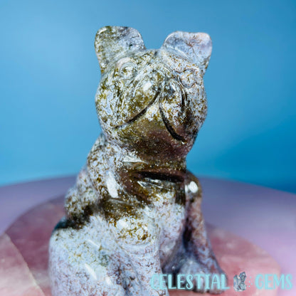 Red Moss Agate Bulldog Medium Carving