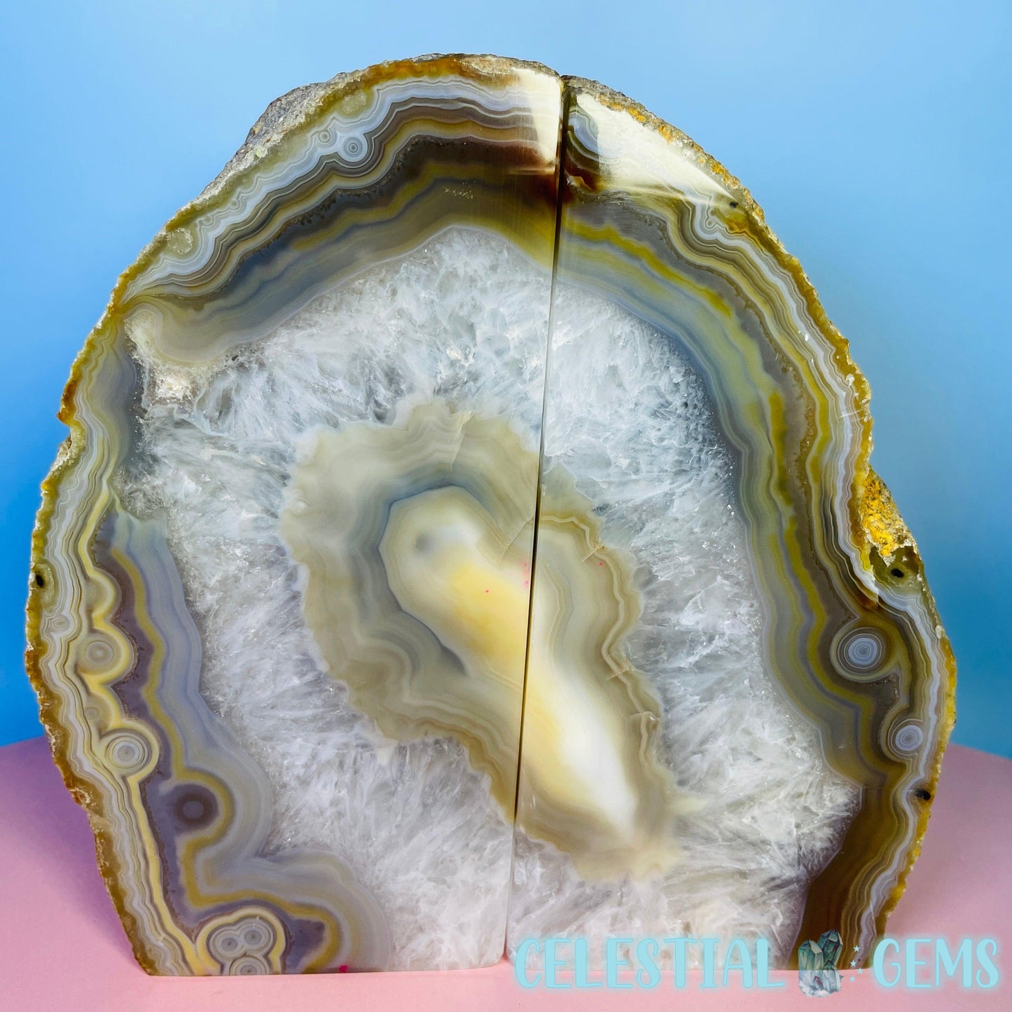 Natural Agate Large Pair of Bookends