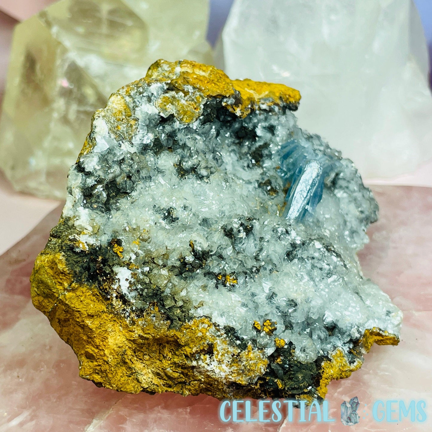 EXTREMELY RARE Blue Barite + Calcite Medium Cluster Specimen B