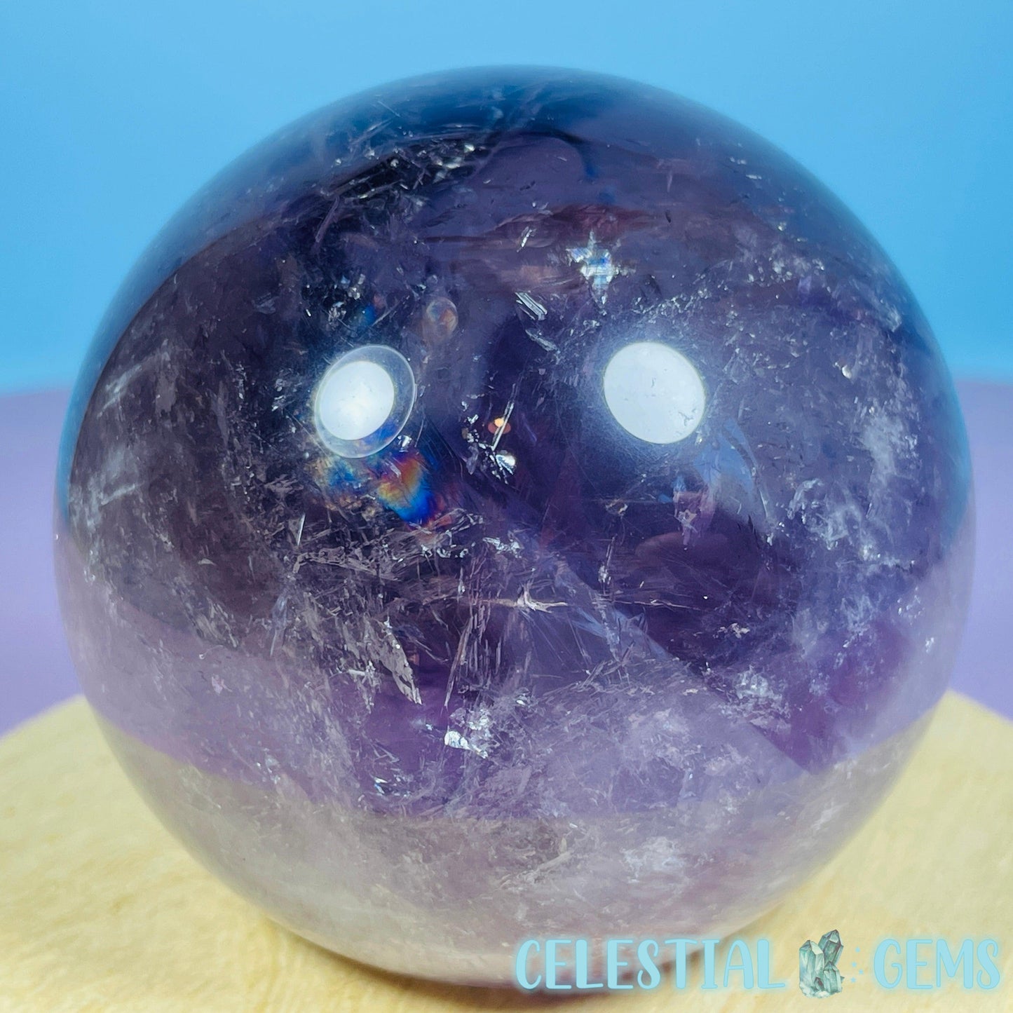 High Grade 'Trapiche' Phantom Amethyst Large Sphere (Video)