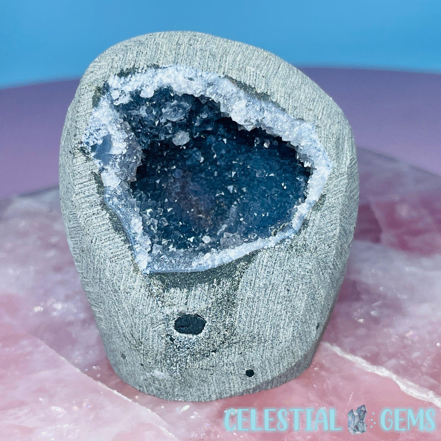 Mixed Zeolite Druzy Geode Small Standing Freeform