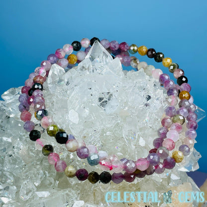 Mixed Tourmaline Faceted 4mm Bracelet