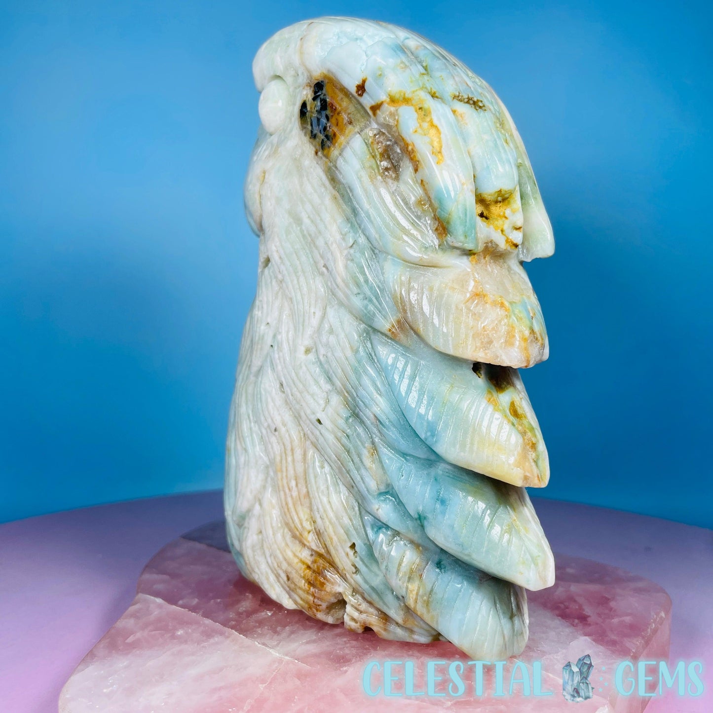 Caribbean Calcite Eagle Head Large Carving