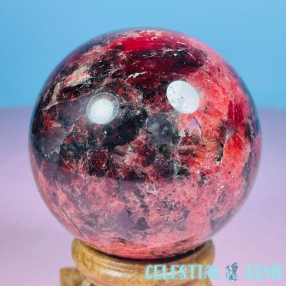 High Grade Rhodonite + Quartz Medium Sphere (Video)