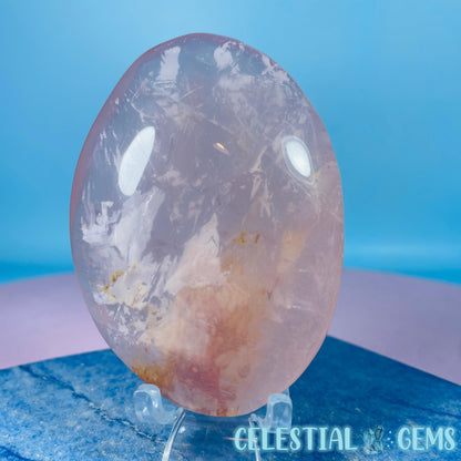 High Grade Rose Quartz + Agate Palmstone (Video)