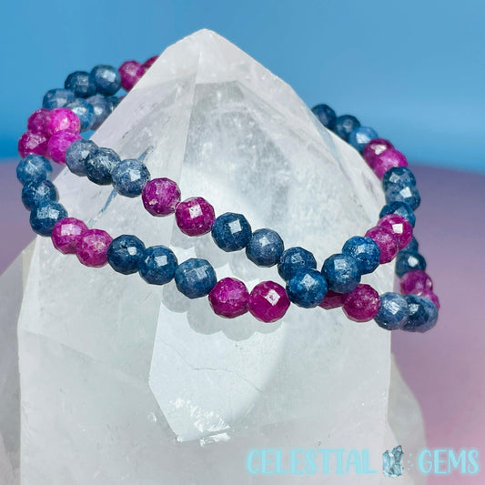 Rare Ruby + Sapphire Faceted 5mm Bracelet