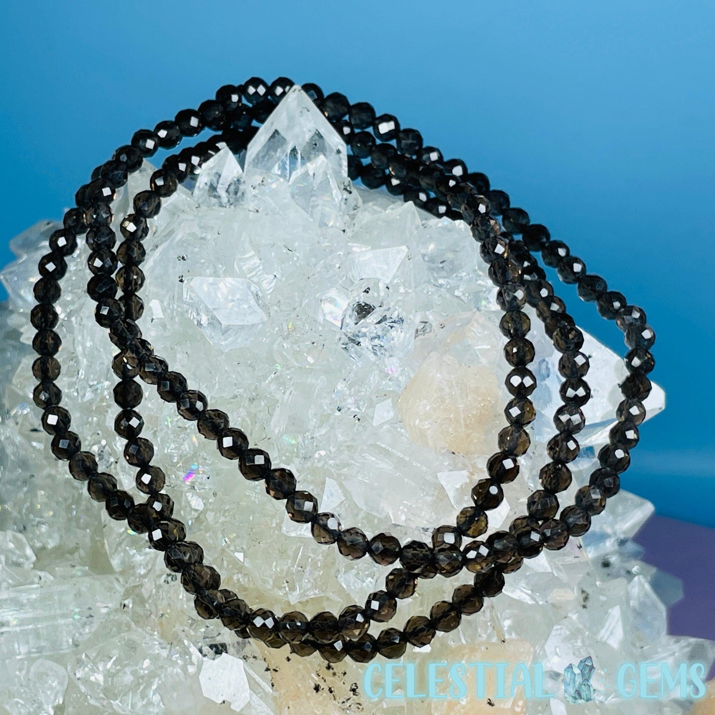 Smoky Quartz Faceted 3mm Bracelet