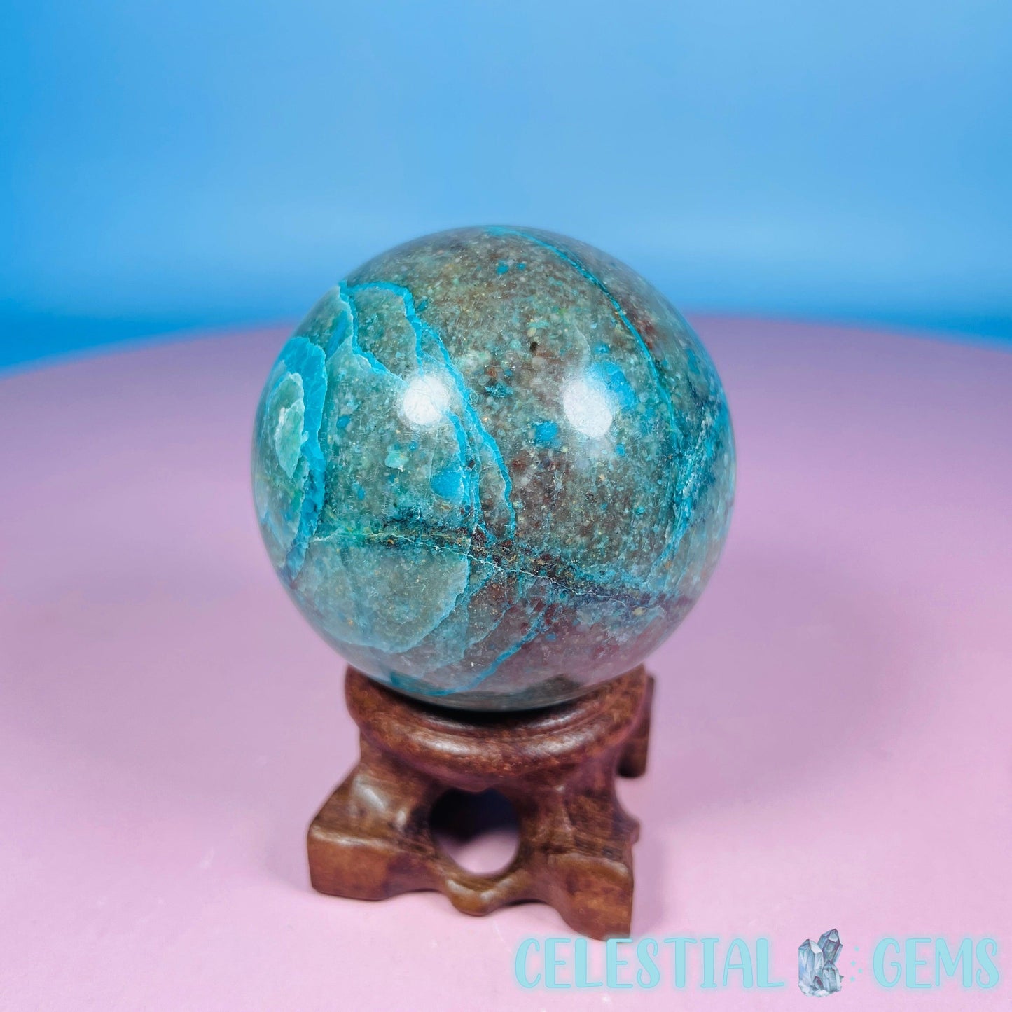 Chrysocolla + Shattuckite Medium Sphere