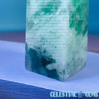 Snow Feather Fluorite Small Obelisk Tower