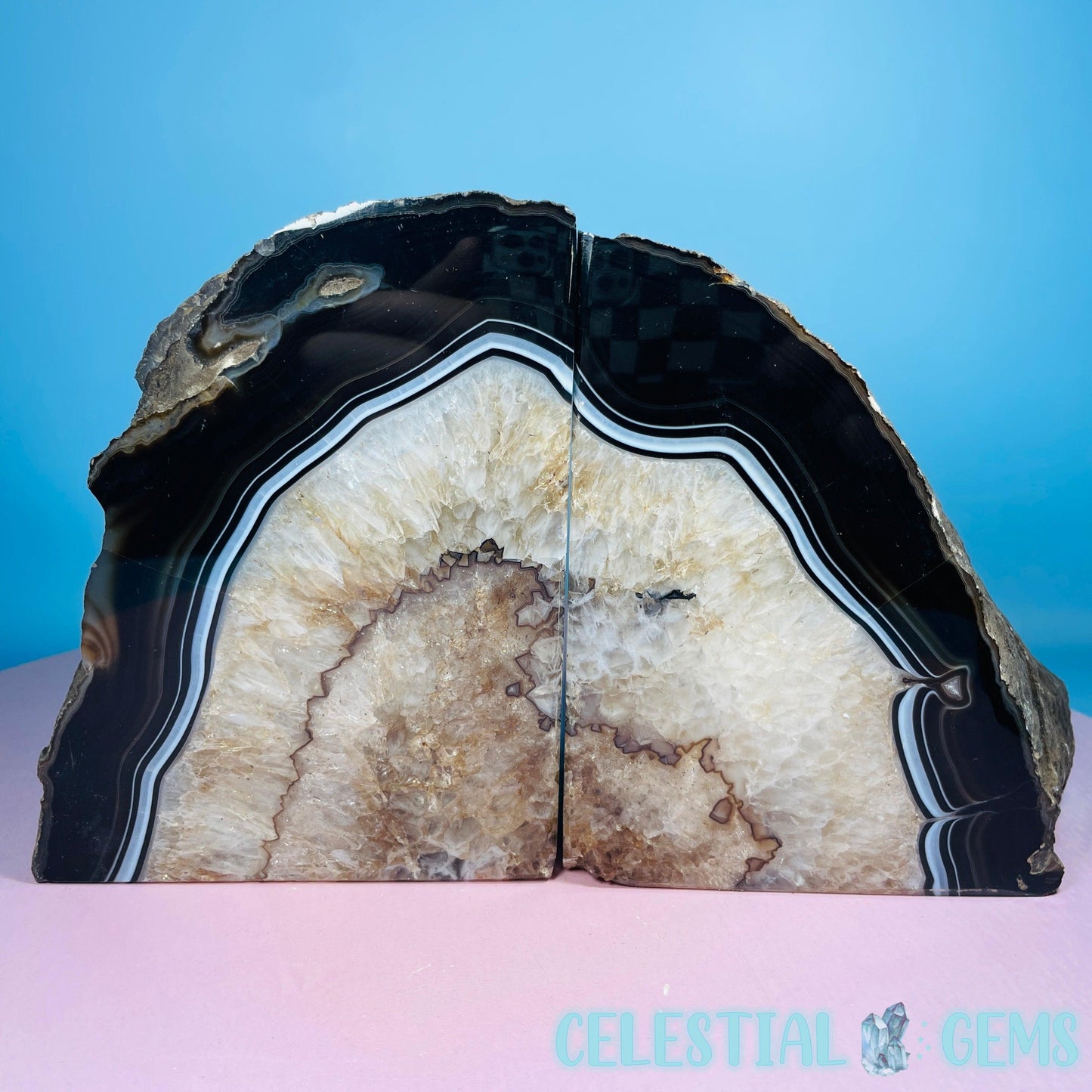 Black Agate Extra Large Pair of Bookends