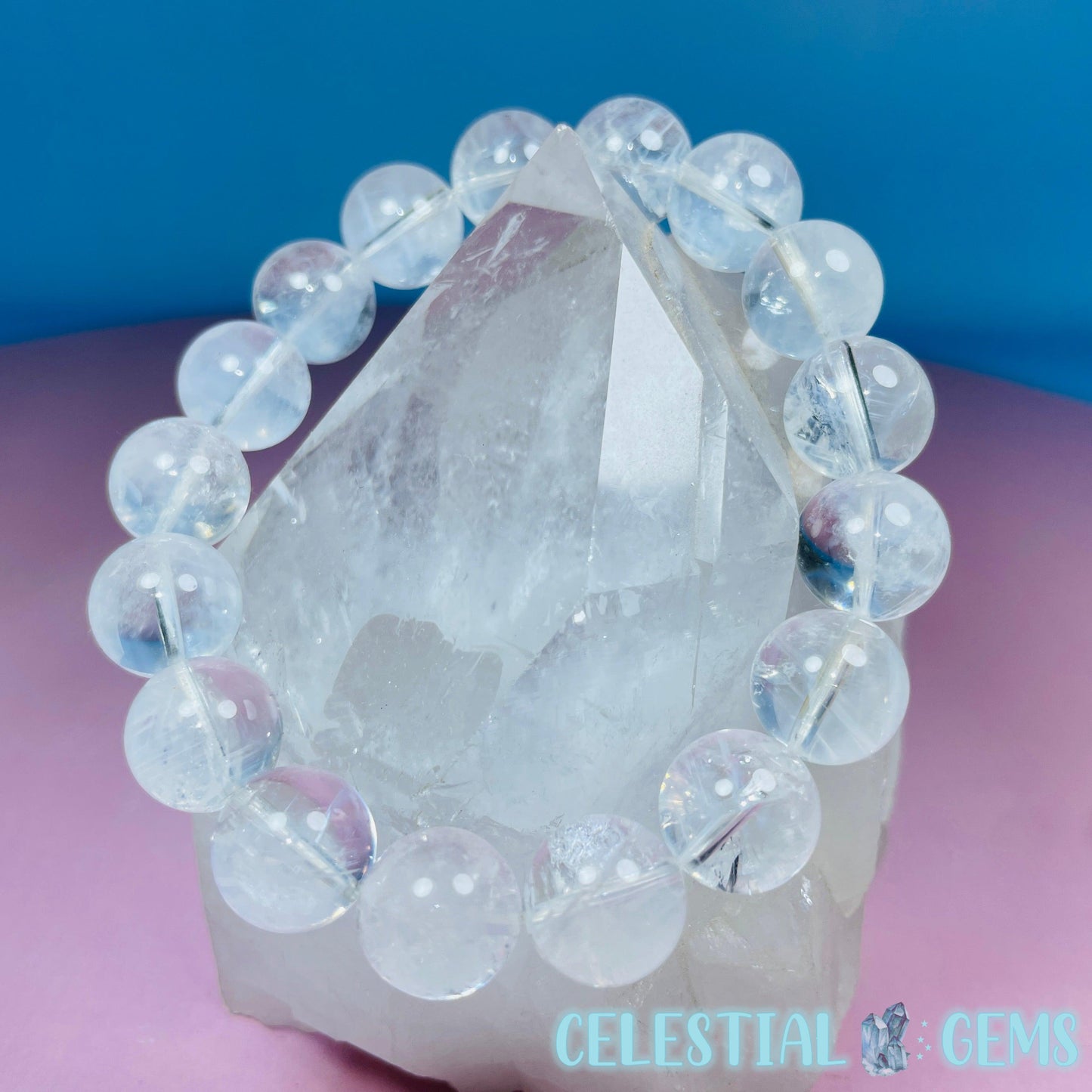 Rare Dumortierite in Quartz 'Blue Needle' 12mm Bracelet