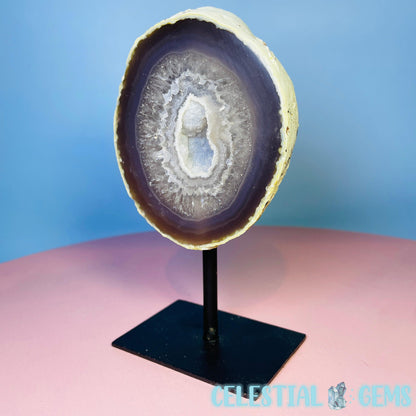 Druzy Agate Geode Half on Metal Stand