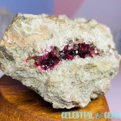 EXTREMELY RARE Bou Azzer Roselite + Calcite on Matrix Medium Specimen S