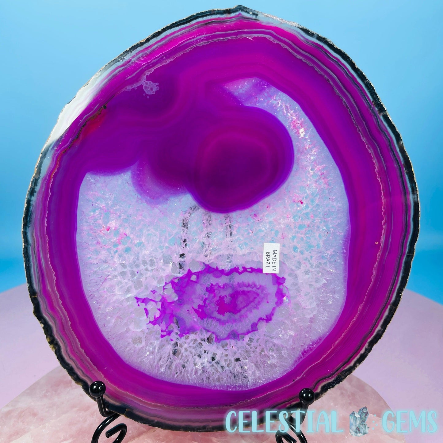 Pink Dyed Agate Large Polished Slice