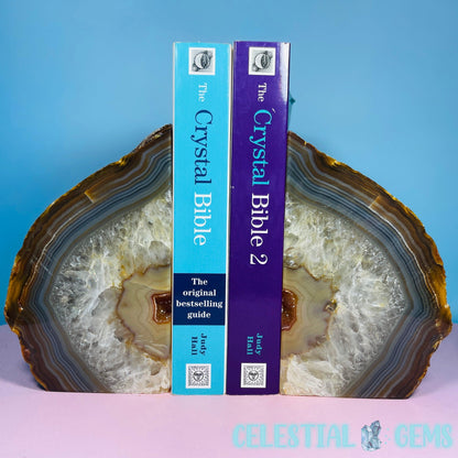Natural Druzy Agate Large Pair of Bookends