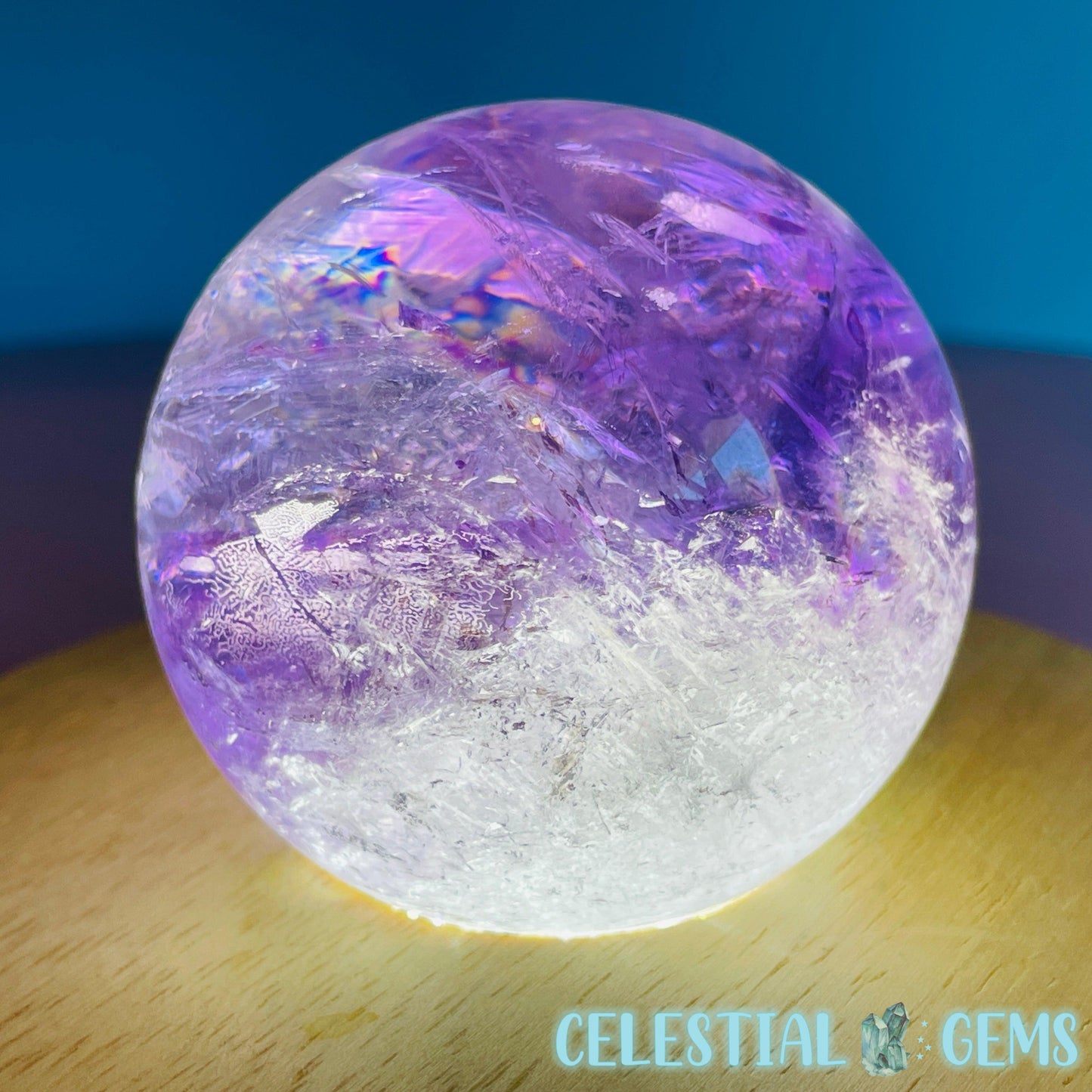 High Grade 'Trapiche' Phantom Amethyst Medium Sphere (Video)