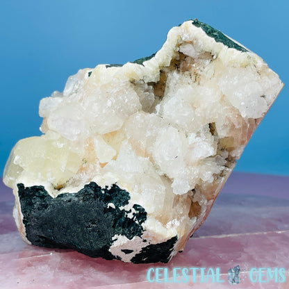 Peach Heulandite + Calcite Cluster Geode Medium Standing Freeform