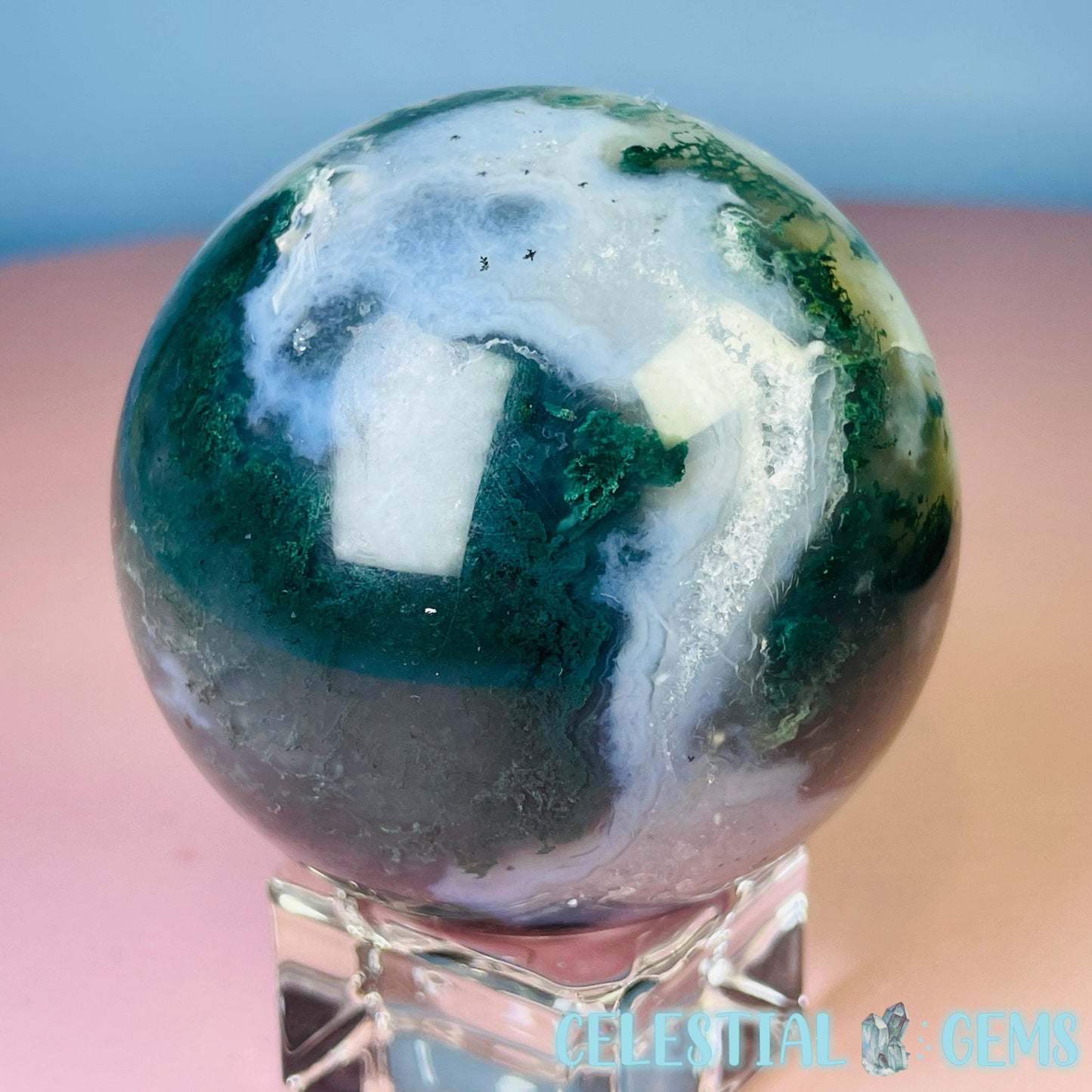 Crystalline Moss Agate Medium Sphere