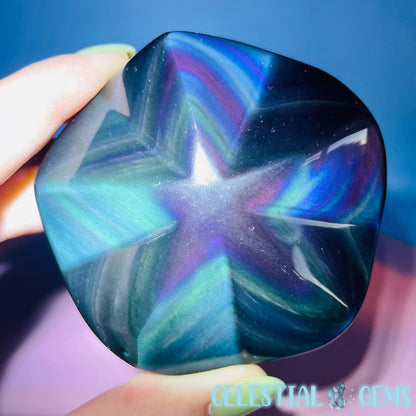 Rainbow Obsidian Star Medium Carving (Video)