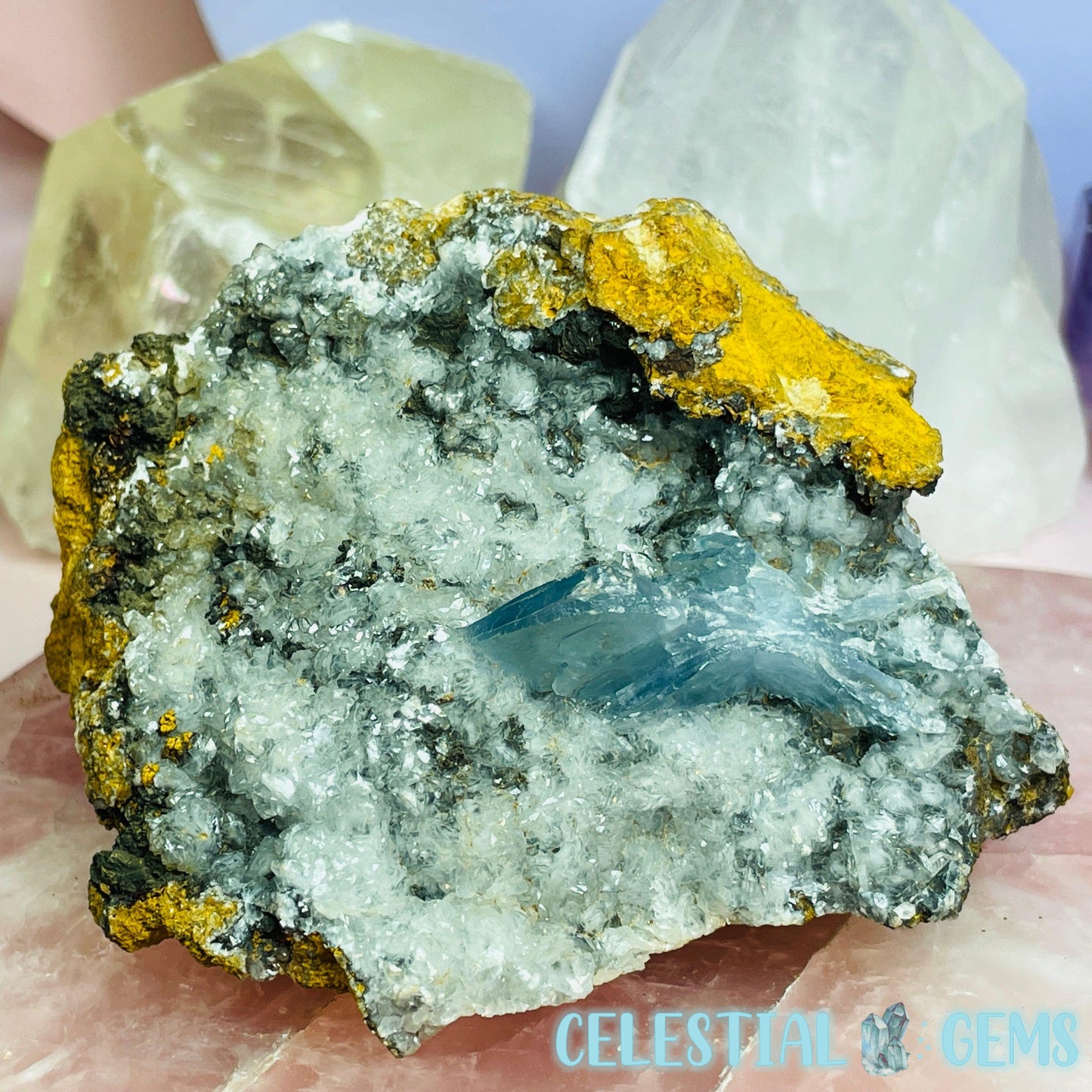 EXTREMELY RARE Blue Barite + Calcite Medium Cluster Specimen B