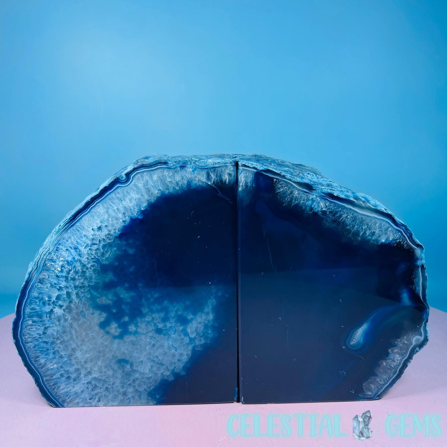 Blue Dyed Agate Large Pair of Bookends