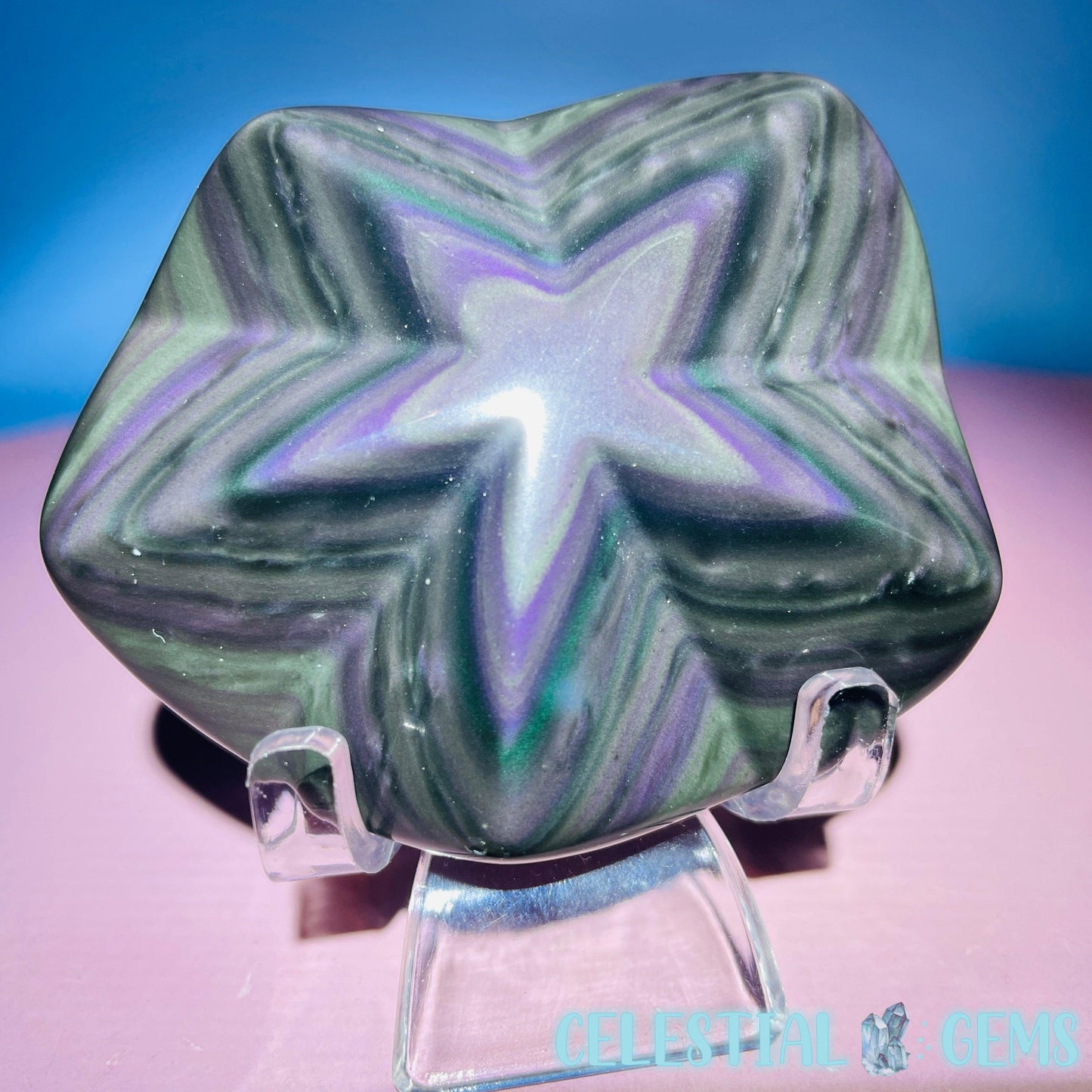 Rainbow Obsidian Star Medium Carving (Video)