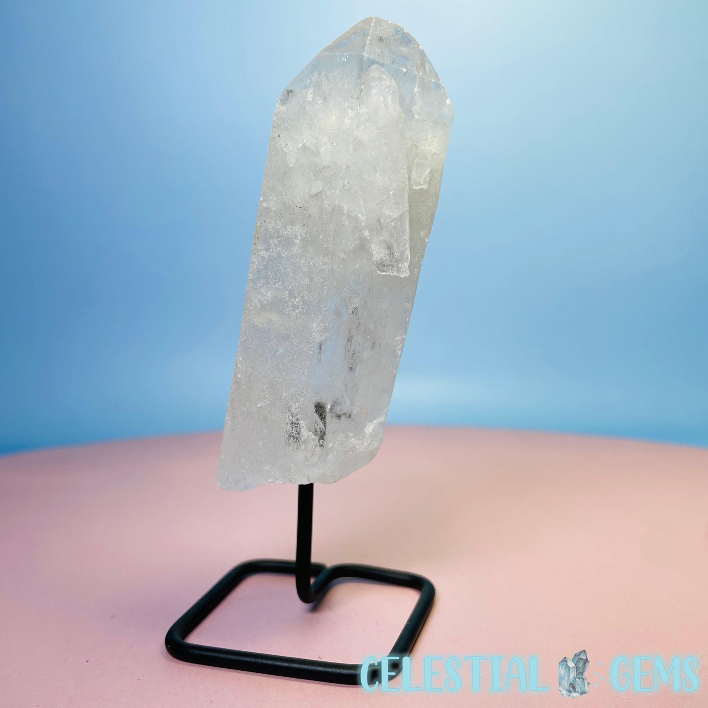 Clear Quartz Point on Metal Base