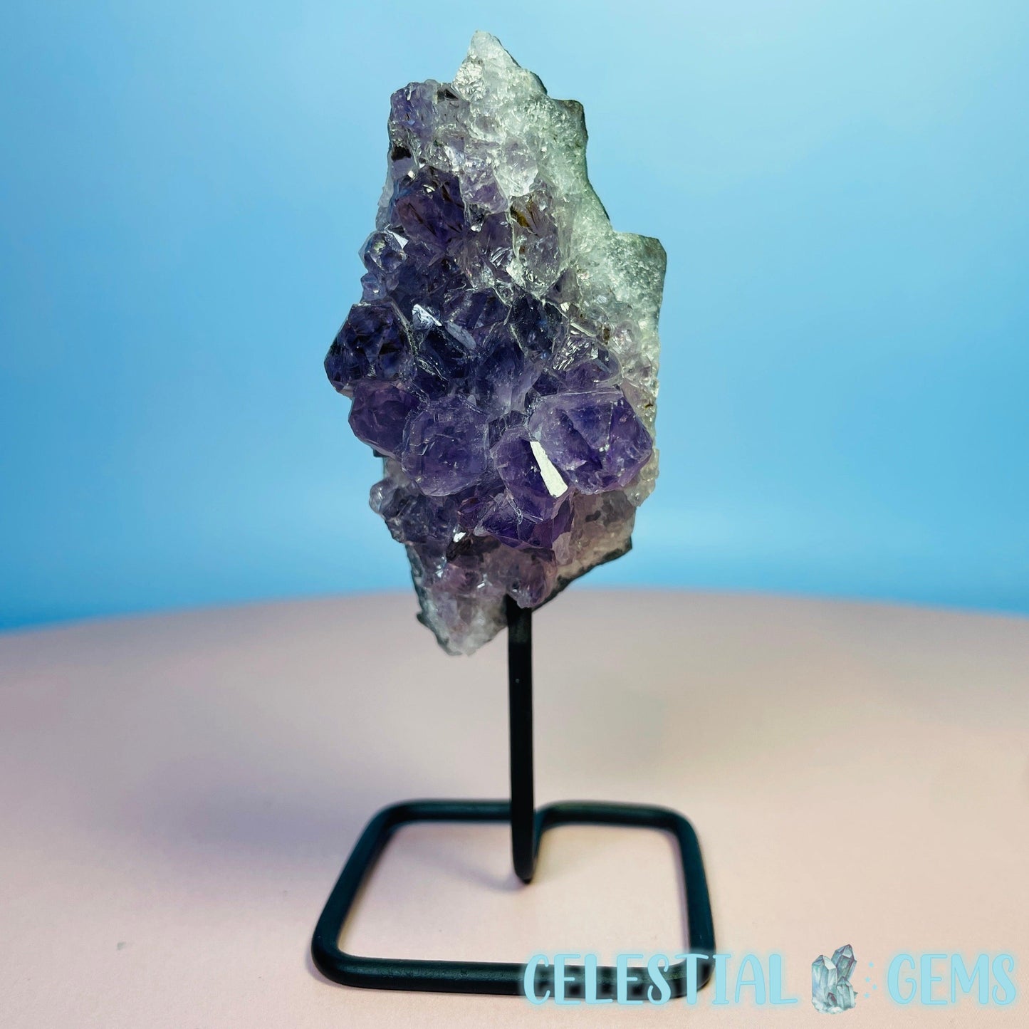 Amethyst Small Cluster on Metal Stand