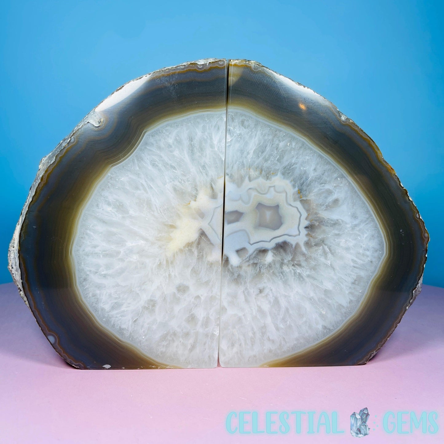 Natural Agate Large Pair of Bookends