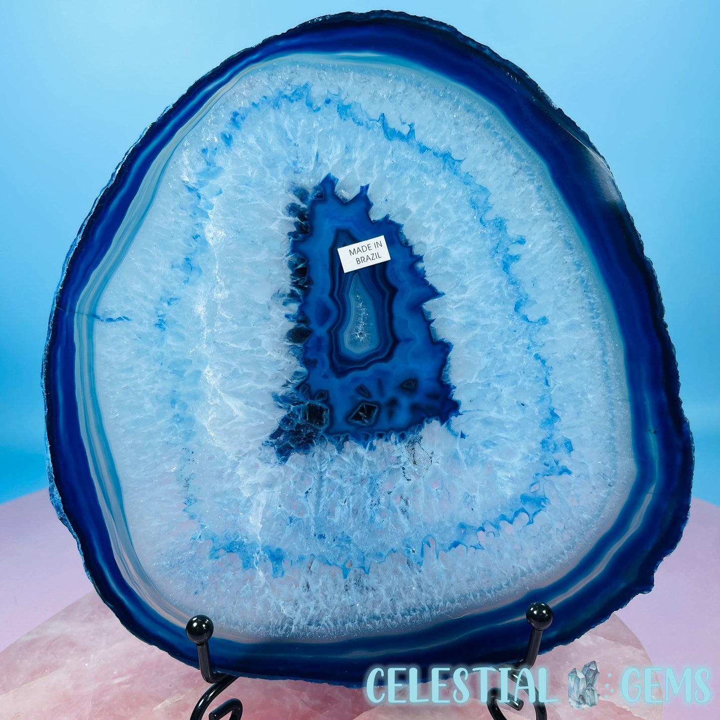 Blue Dyed Agate Large Polished Slice