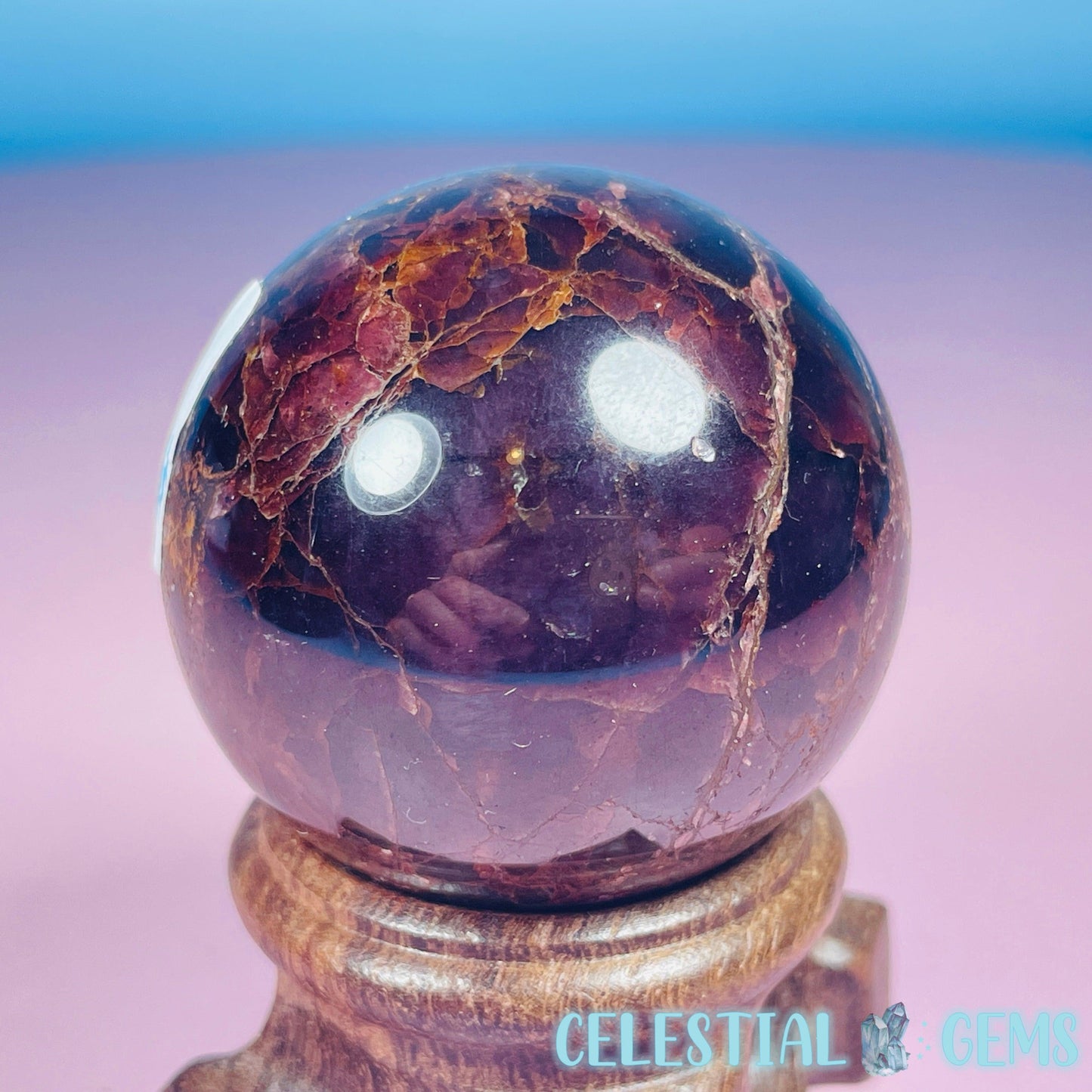 Asteriated Almandine 'Star Flash' Garnet Medium Sphere (Video)