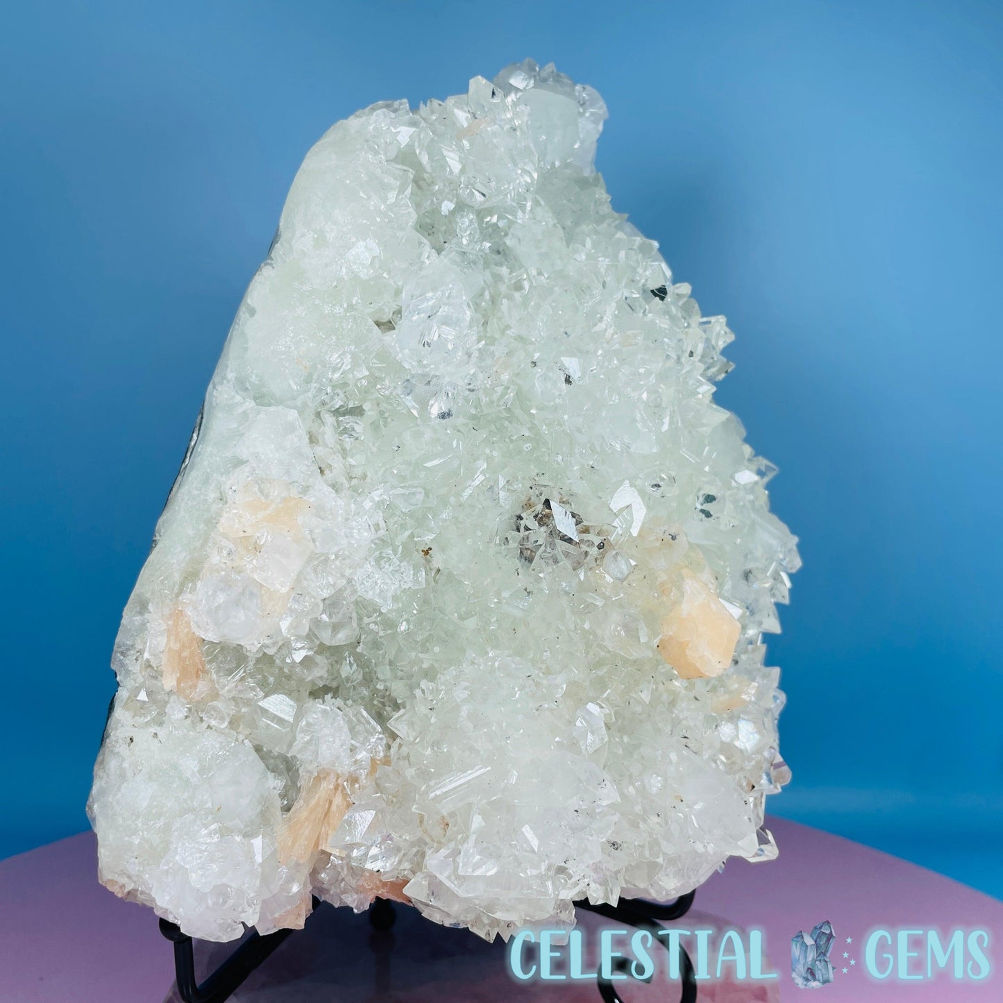 A Grade Diamond Apophyllite + Peach Stilbite + Heulandite Large Cluster