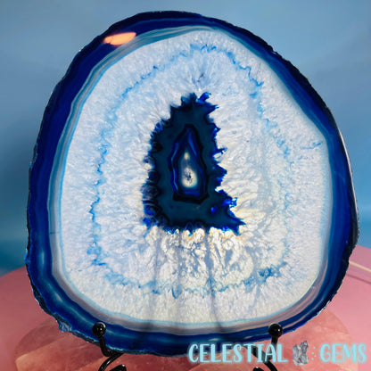 Blue Dyed Agate Large Polished Slice