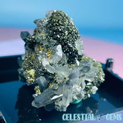 Epidote + Smoky Quartz Small Cluster Specimen